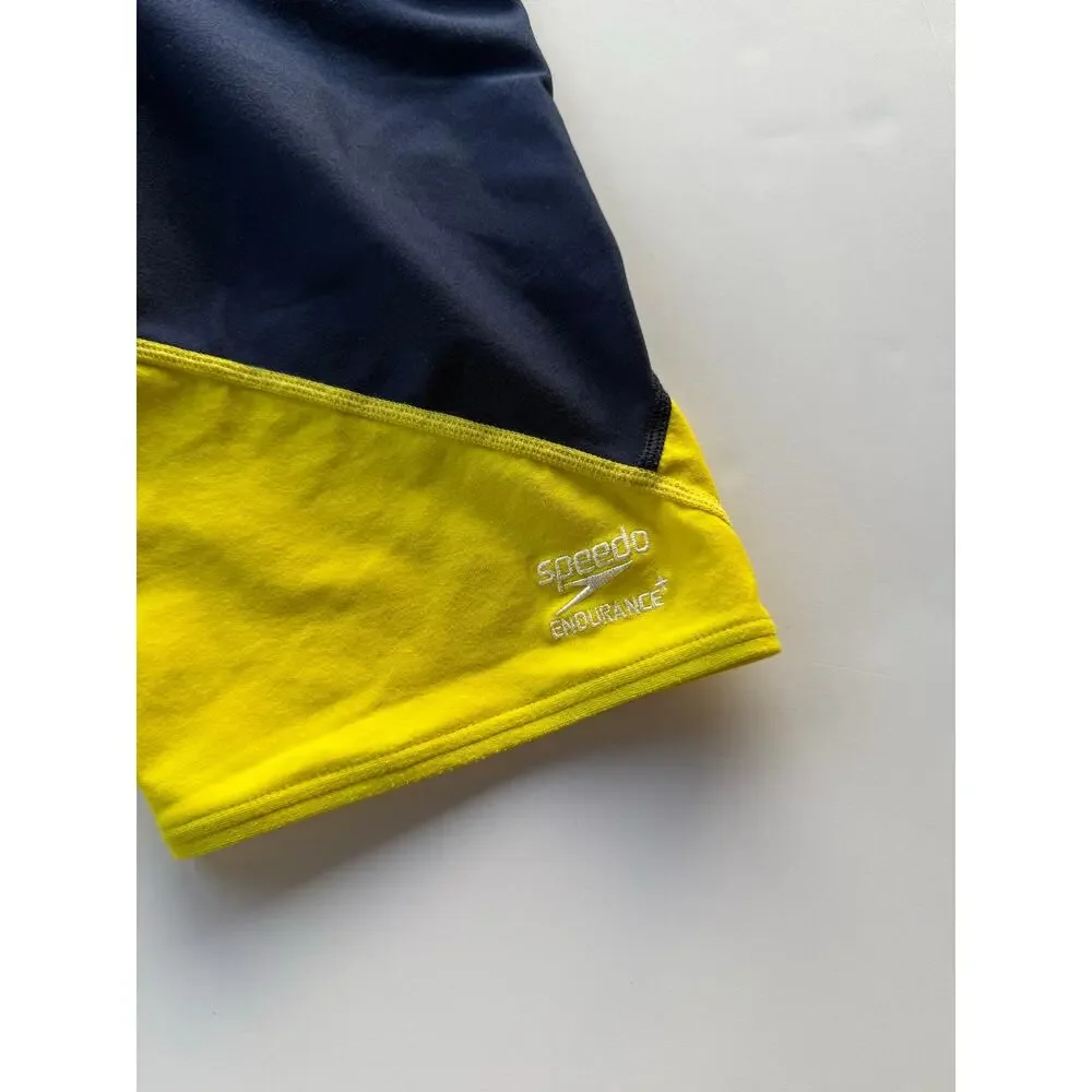Speedo Endurance+ Men's Jammer Swimsuit Navy Yellow Size 32